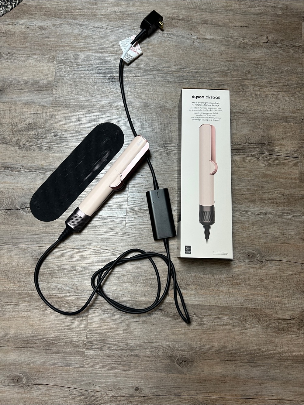 Dyson Pink & White AirStraight Hair Styling Tool with Black Mat
